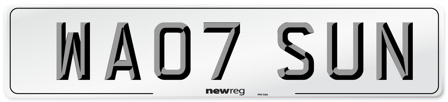 WA07 SUN Number Plate from New Reg